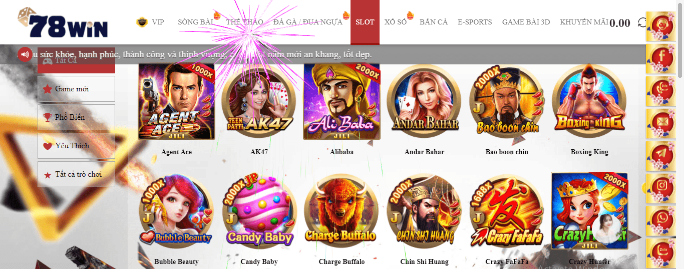 Một vài game slot từ kho game slot đổi thưởng JILI 78win