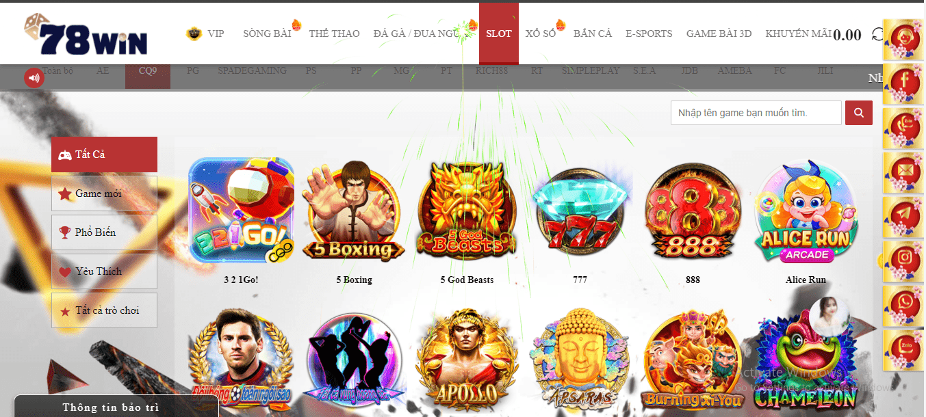 Sảnh game slot đổi thưởng CQ9