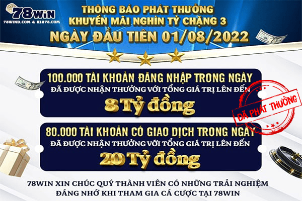 Khuyến mãi 1000 tỷ chặng 3 ngày thứ nhất