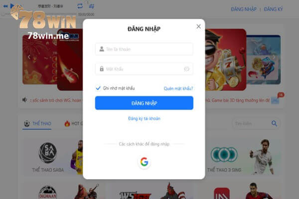Bạn có thể dễ dàng đăng nhập vào tài khoản thành viên trên nhà cái 78win