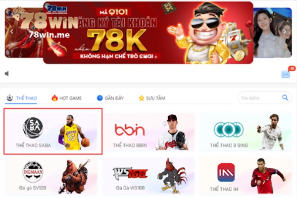 Sảnh Saba Sports 78win là sự hợp tác giữa Saba Sports và 78win