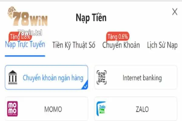 Bạn chỉ mất vài phút để tạo lệnh nạp tiền từ app tài xỉu iOS 78win