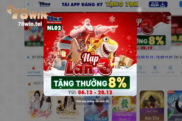 78win đang tặng thưởng lên đến 2.780 cho người nạp tiền lần 3