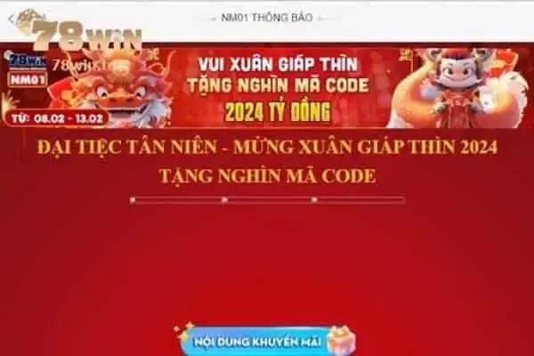 Chương trình Vui Xuân Giáp Thìn của 78win đang trao loạt phần thưởng khủng