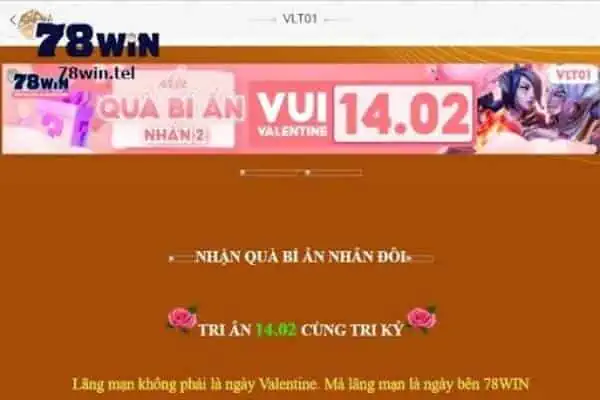 Cược thủ có thể lấy quà 14/02 từ nhà cái trực tuyến uy tín 78win