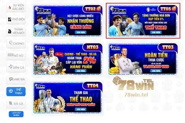 78win còn đang có nhiều khuyến mãi hấp dẫn khác cho người mê thể thao